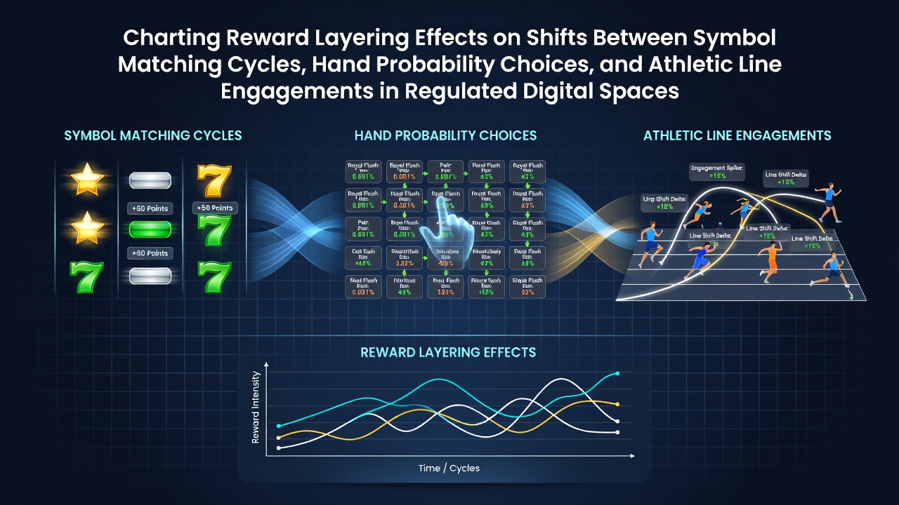 Digital interface showing layered reward indicators across slot reels, poker hands, and sports betting lines in a regulated online platform