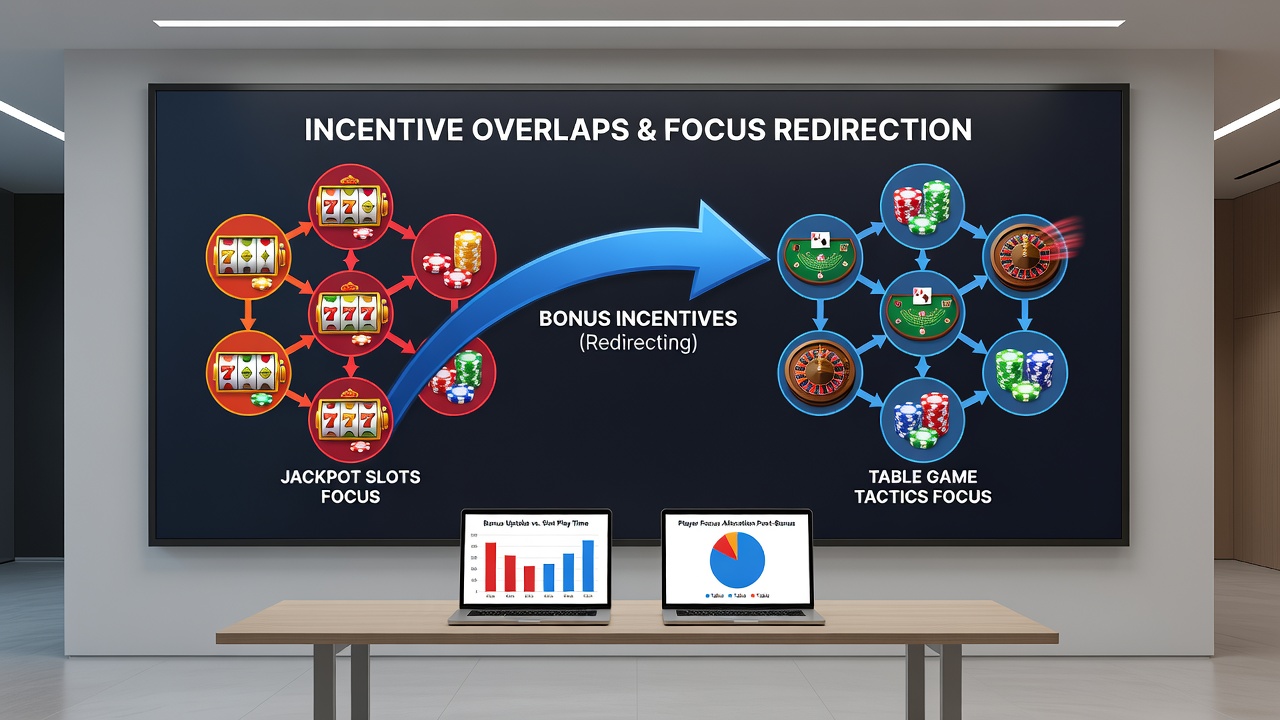 Split view of a player reviewing table game odds next to a mobile screen displaying live sports wagers and bonus progress indicators