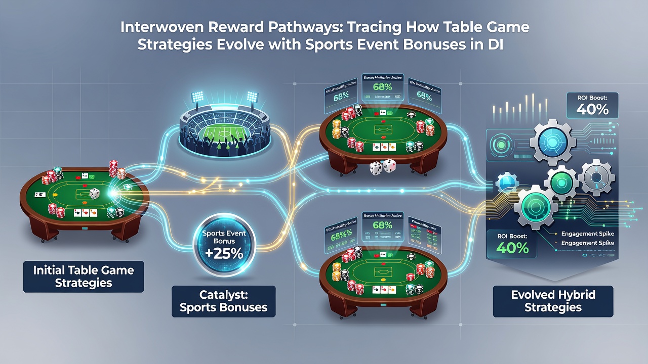 Analytics dashboard displaying player crossover between sports bonuses and table game sessions