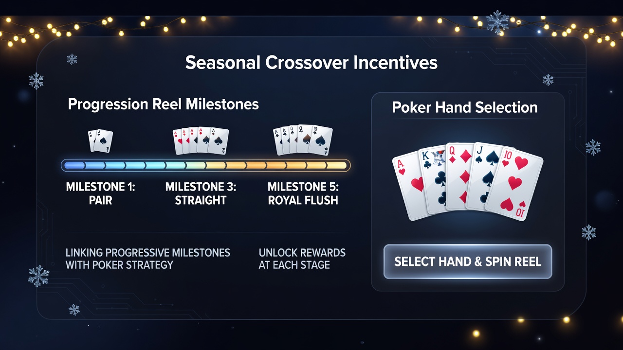 Players engaging with both slot progressives and poker tables in a casino during a live sports broadcast