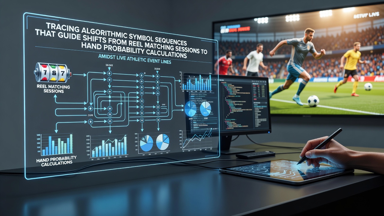 Algorithmic flow diagram showing transitions between slot reel symbols, card hand probabilities, and live sports betting interfaces